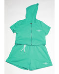 Womens Cotton Shorts and short sleeve hoodie Set