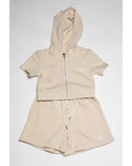 Womens Cotton Shorts and short sleeve hoodie Set