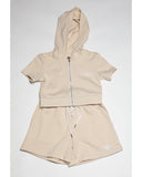 Womens Cotton Shorts and short sleeve hoodie Set