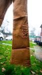 Mens Embroidered Tan. Stacked Jeans