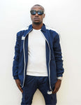 Mens Navy Blue Swishy Track Set